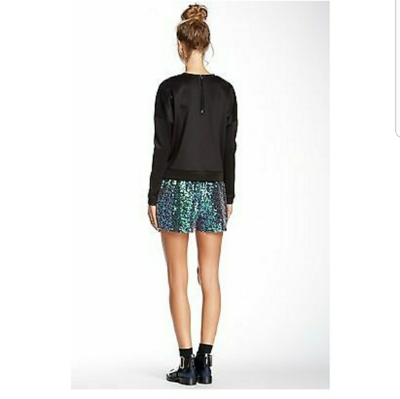 BCBG MERMAID BLUE / GREEN SEQUIN SHORTS - Picture 5 of 5